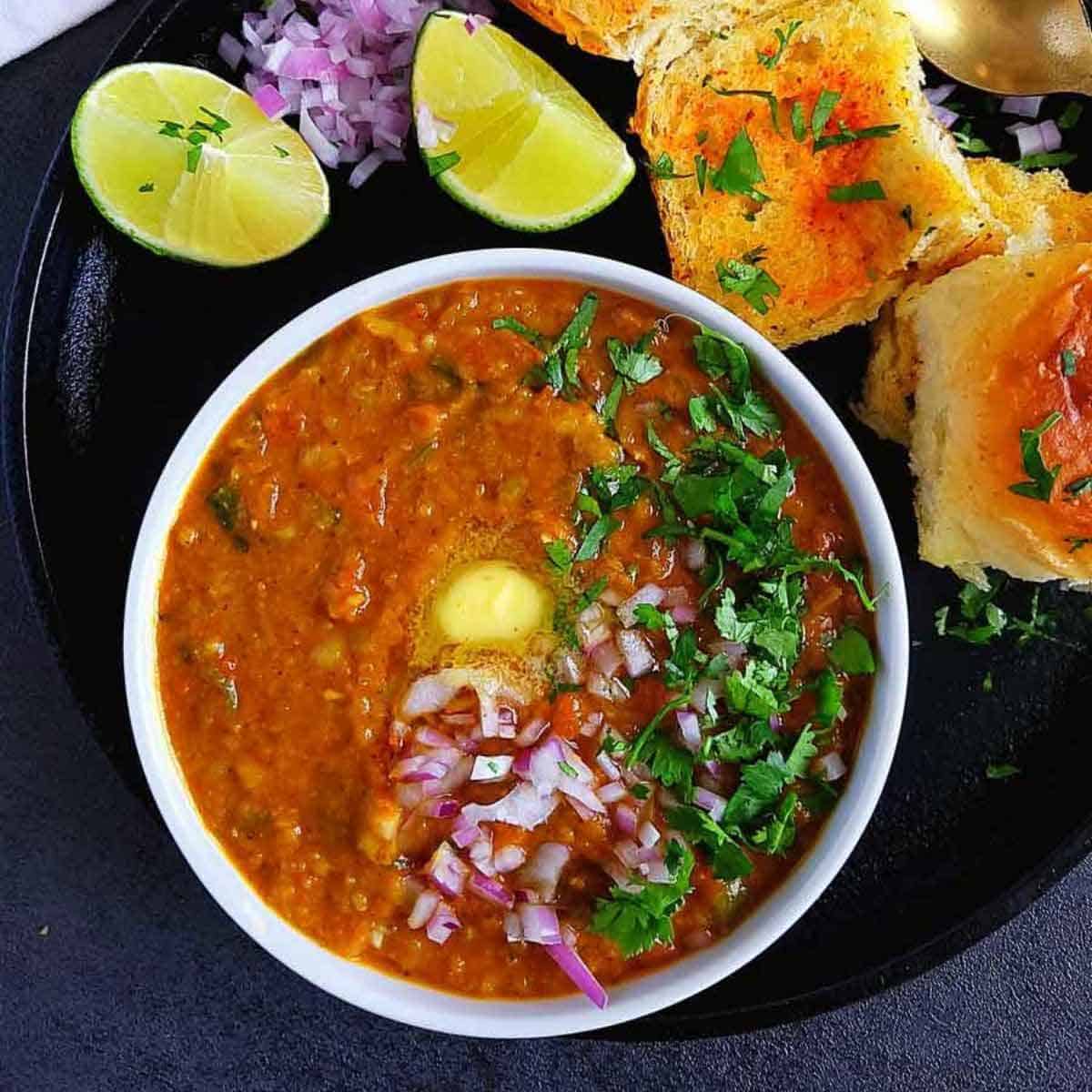 Hot buttery pav bhaji served fresh at Cafe Tria